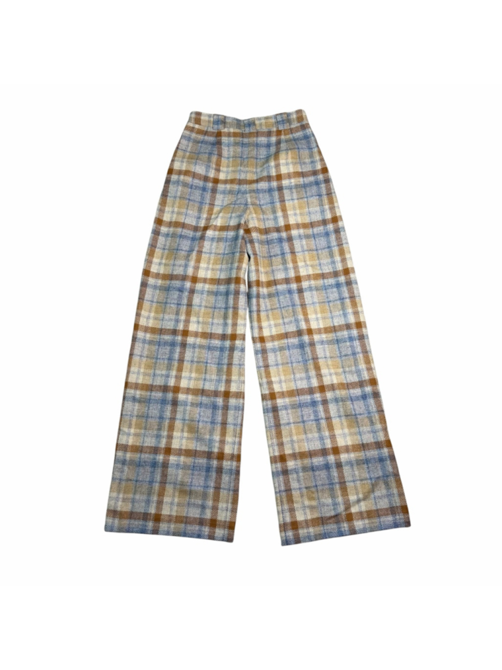 NWT Sezane Loulou Trouser in Tan Blue Plaid Check Wool Wide Leg Pants 36/6 - Picture 8 of 12